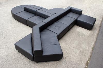 Harvey Probber Leather Sectional Cubo Sofa by Harvey Probber