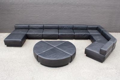 Harvey Probber Leather Sectional Cubo Sofa by Harvey Probber