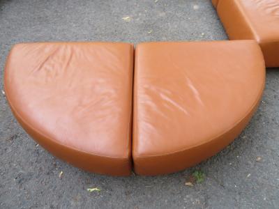 Harvey Probber Magnificent 9 Piece Harvey Probber Caramel Brown Leather Cubo Sectional Sofa