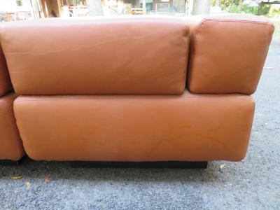Harvey Probber Magnificent 9 Piece Harvey Probber Caramel Brown Leather Cubo Sectional Sofa