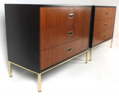 Harvey Probber Matching Pair of Three Drawer Chests by Harvey Probber