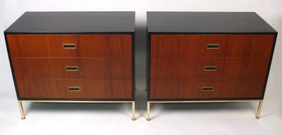 Harvey Probber Matching Pair of Three Drawer Chests by Harvey Probber