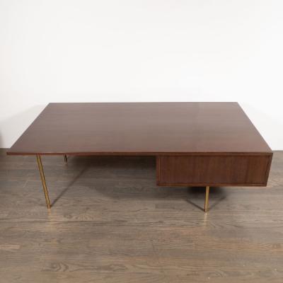 Harvey Probber Mid Century Modern 2 Drawer Cocktail Table in Walnut and Brass by Harvey Probber