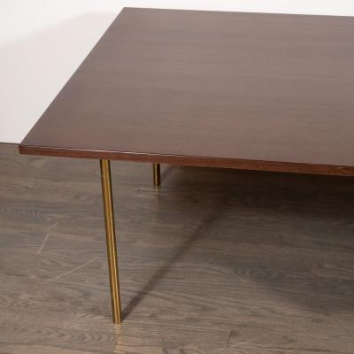 Harvey Probber Mid Century Modern 2 Drawer Cocktail Table in Walnut and Brass by Harvey Probber