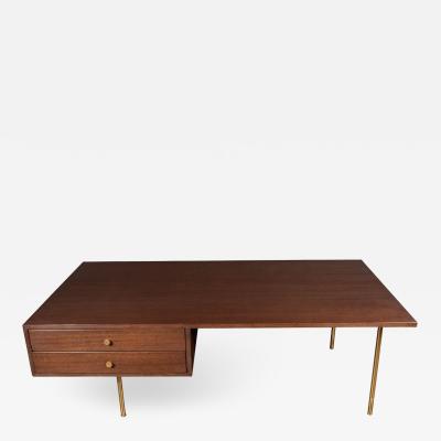 Harvey Probber Mid Century Modern 2 Drawer Cocktail Table in Walnut and Brass by Harvey Probber