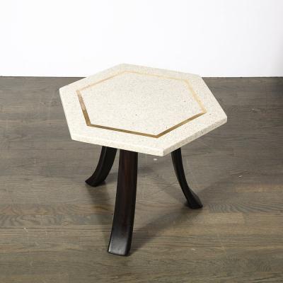Harvey Probber Mid Century Modernist Hexagonal Terrazzo Side Table by Harvey Probber
