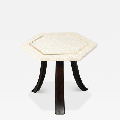 Harvey Probber Mid Century Modernist Hexagonal Terrazzo Side Table by Harvey Probber