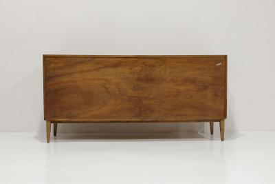 Harvey Probber Mid Century Walnut Dresser with Brass Pulls and Trim