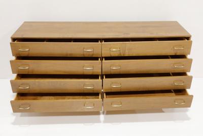 Harvey Probber Mid Century Walnut Dresser with Brass Pulls and Trim