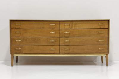 Harvey Probber Mid Century Walnut Dresser with Brass Pulls and Trim