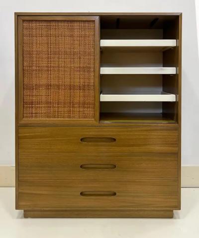 Harvey Probber Mid century Modern Harvey Probber Tall Chest Bleached Mahogany and Cane