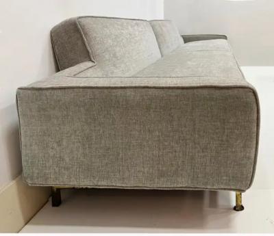 Harvey Probber Mid century Modern Sofa Newly Upholstered Brass Stretcher