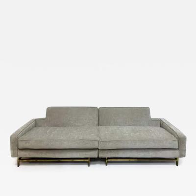 Harvey Probber Mid century Modern Sofa Newly Upholstered Brass Stretcher