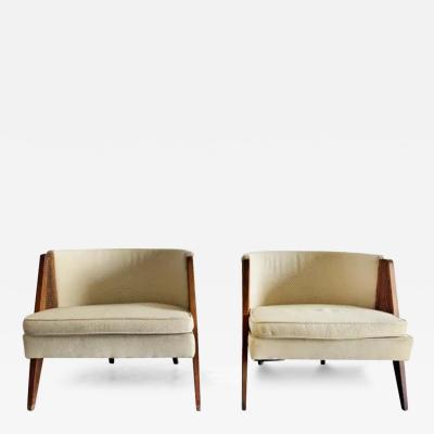 Harvey Probber Mid century Modern Upholstered Cane Chairs Harvey Probber Style A Pair