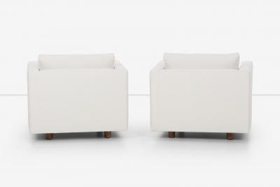 Harvey Probber Pair of Harvey Probber Lounge Chairs reupholstered with Boucle