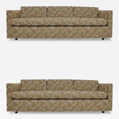 Harvey Probber Pair of Harvey Probber Tuxedo Sofas in Lee Jofa Upholstery