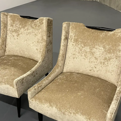 Harvey Probber Pair of Mid Century Modern Slipper Lounge Chairs Harvey Probber Style American