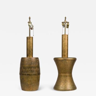 Harvey Probber Pair of Similar Harvey Probber Gilt Metal Moroccan Style Drum Table Lamps