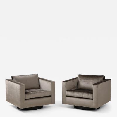 Harvey Probber Pair of Swivel Cube Lounge Chairs by Harvey Probber unlabeled
