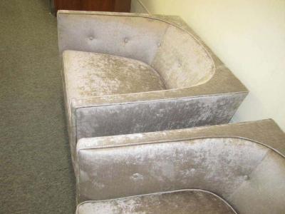 Harvey Probber Pristine Pair of Probber Style Cube Club Chairs Chrome Base Mid Century Modern