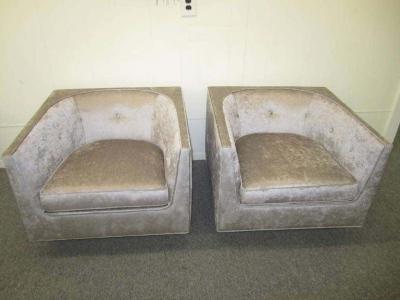 Harvey Probber Pristine Pair of Probber Style Cube Club Chairs Chrome Base Mid Century Modern