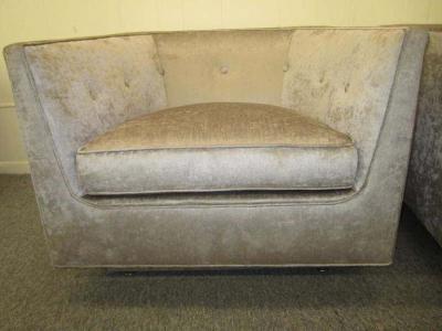 Harvey Probber Pristine Pair of Probber Style Cube Club Chairs Chrome Base Mid Century Modern