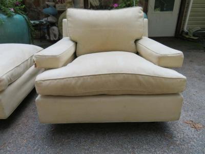 Harvey Probber Rare Pair of Harvey Probber Lounge Chairs and Ottoman Mid Century Modern
