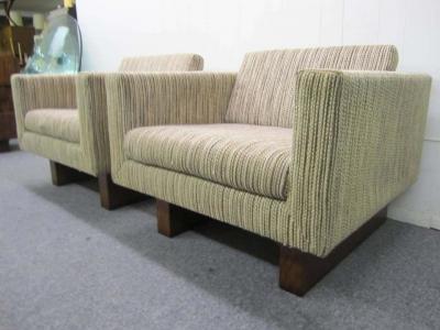 Harvey Probber Rare Pair of Signed Harvey Probber Cube Lounge Chairs Mid Century Modern