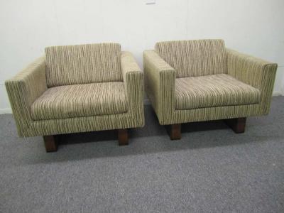 Harvey Probber Rare Pair of Signed Harvey Probber Cube Lounge Chairs Mid Century Modern