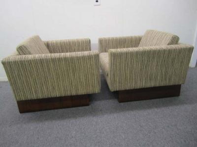 Harvey Probber Rare Pair of Signed Harvey Probber Cube Lounge Chairs Mid Century Modern