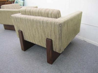 Harvey Probber Rare Pair of Signed Harvey Probber Cube Lounge Chairs Mid Century Modern