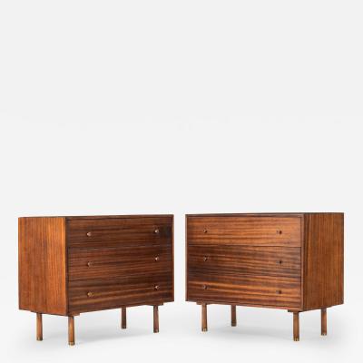 Harvey Probber Rare Set of 2 MCM Three Drawer Dressers in Mahogany by Harvey Probber