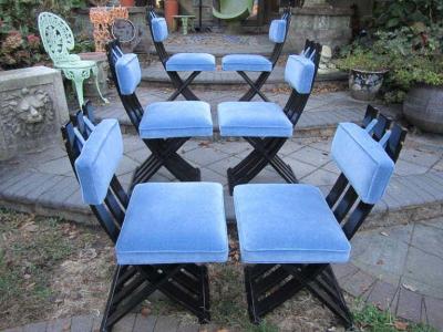 Harvey Probber Set of Six Harvey Probber Ebonized X Base Dining Chairs Mid Century Modern