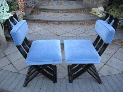 Harvey Probber Set of Six Harvey Probber Ebonized X Base Dining Chairs Mid Century Modern