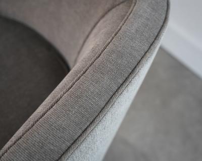 Harvey Probber Set of Swivel Chairs in Walnut and Linen by Harvey Probber C 1950s