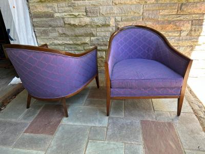 Harvey Probber Sexy Pair Harvey Probber style Walnut Barrel Back Chairs Mid Century Modern