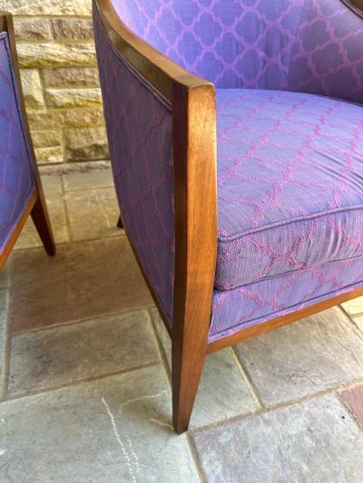 Harvey Probber Sexy Pair Harvey Probber style Walnut Barrel Back Chairs Mid Century Modern