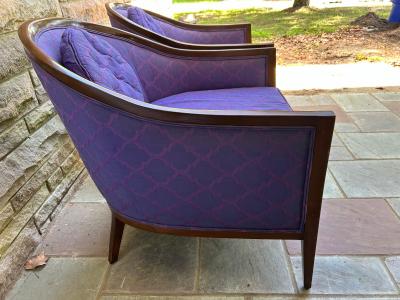 Harvey Probber Sexy Pair Harvey Probber style Walnut Barrel Back Chairs Mid Century Modern