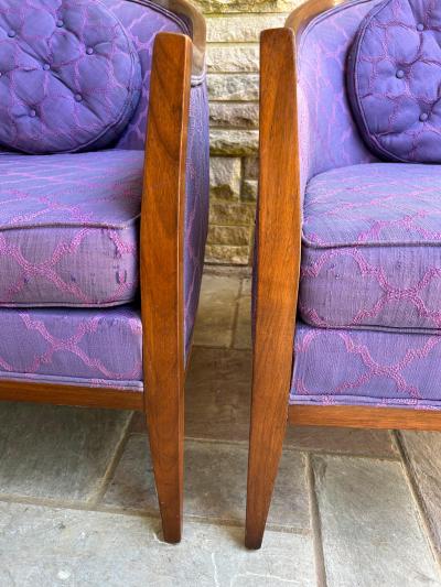 Harvey Probber Sexy Pair Harvey Probber style Walnut Barrel Back Chairs Mid Century Modern