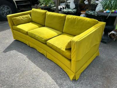 Harvey Probber Spectacular Curved Harvey Probber Even Arm Sofa Chartreus Mid century Modern