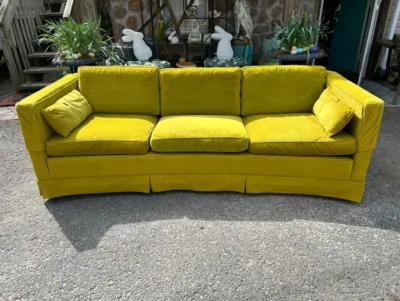Harvey Probber Spectacular Curved Harvey Probber Even Arm Sofa Chartreus Mid century Modern