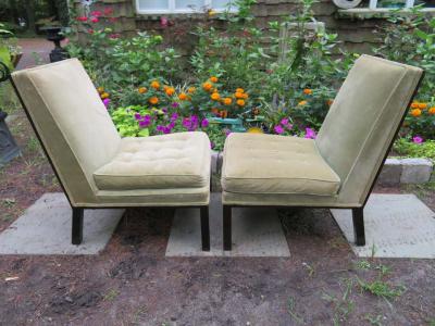 Harvey Probber Stunning Pair of Harvey Probber Chunky Leg Slipper Chair Mid Century Modern