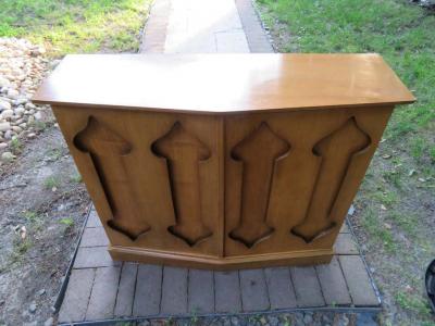 Harvey Probber Stylish Slim Harvey Probber Style Midcentury Trefoil Design Console Cabinet