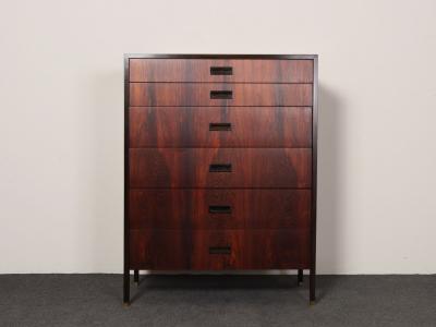 Harvey Probber Vintage Six Drawer Rosewood and Mahogany Highboy Chest Dresser by Harvey Probber