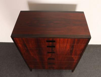 Harvey Probber Vintage Six Drawer Rosewood and Mahogany Highboy Chest Dresser by Harvey Probber