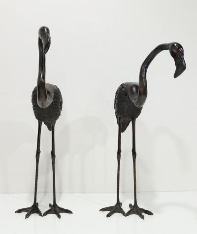Hattakitkosol Somchai Large Bronze Flamingo Bird Sculptures by Hattakitkosol Somchai Stamped