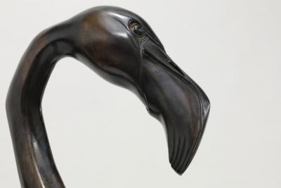 Hattakitkosol Somchai Large Bronze Flamingo Bird Sculptures by Hattakitkosol Somchai Stamped