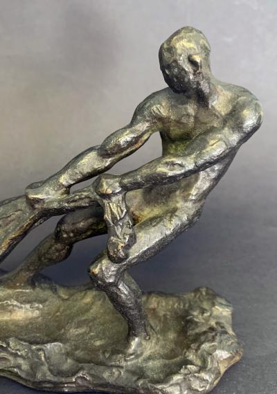 Hauling the Net Art Deco Bronze