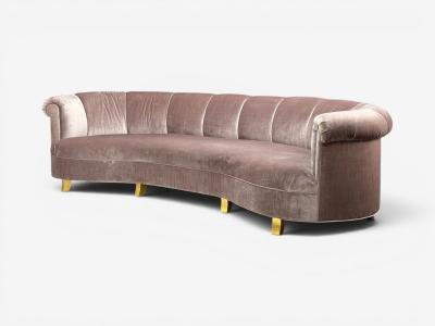 Haute House Large Audrey Channel Sofa Purple Fabric Giltwood 21st c 