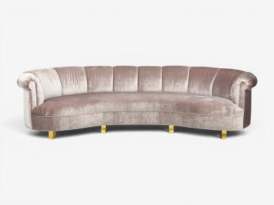 Haute House Large Audrey Channel Sofa Purple Fabric Giltwood 21st c 